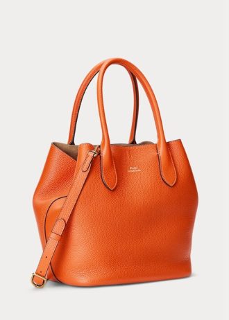 Sunset Orange Damen Ralph Lauren Reversible Leder Medium Bellport Tote Bags