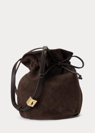 Tabakfarbene Ralph Lauren The Suede Pony Handtasche für Damen