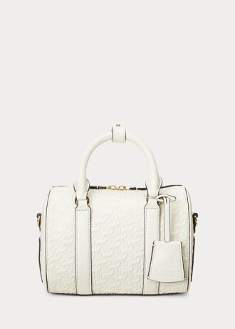 Vanilla/Buff Ralph Lauren Damen Kaden Satchel-Taschen aus geprägtem Leder