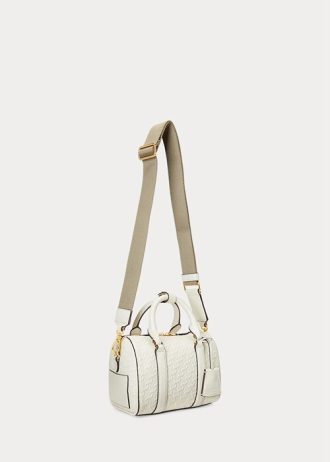 Vanilla/Buff Ralph Lauren Damen Kaden Satchel-Taschen aus geprägtem Leder