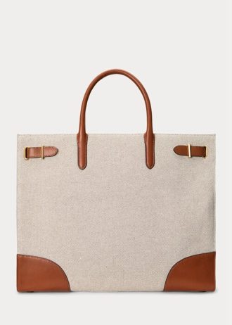 Vanilla/Lauren Tan Damen Ralph Lauren Canvas Große Devyn Tragetaschen