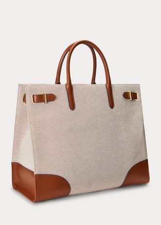 Vanilla/Lauren Tan Damen Ralph Lauren Canvas Große Devyn Tragetaschen