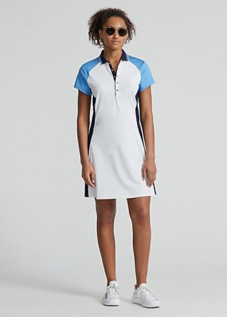 Weiß / Blaues Ralph Lauren Color-Block-Kleid aus Stretch-Jersey für Damen