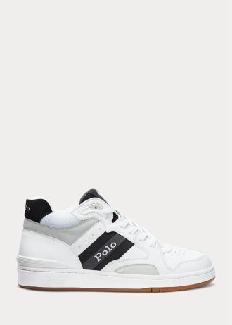 Weiß / Graue Ralph Lauren Court Mid Pro Sneakers für Herren