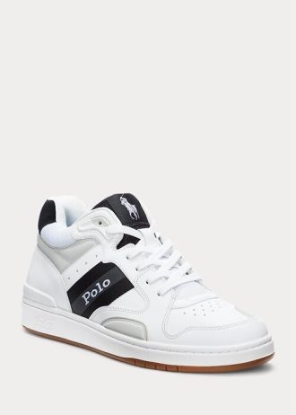 Weiß / Graue Ralph Lauren Court Mid Pro Sneakers für Herren