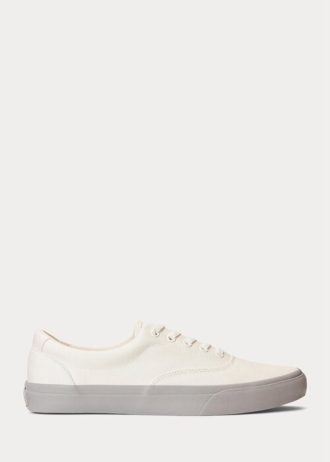 Weiß / Graue Ralph Lauren Keaton Twill Sneakers für Herren