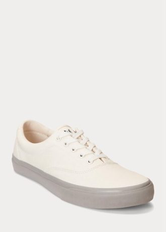 Weiß / Graue Ralph Lauren Keaton Twill Sneakers für Herren