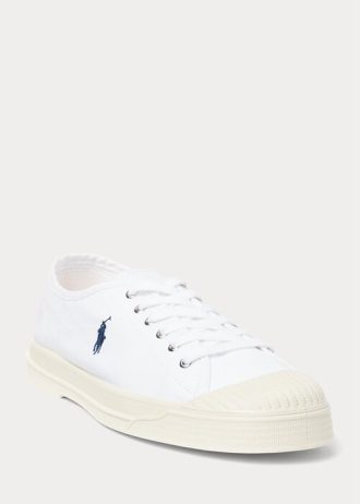 Weiß / Marineblau Ralph Lauren Essence 100 Canvas Cap-Toe Sneakers für Herren