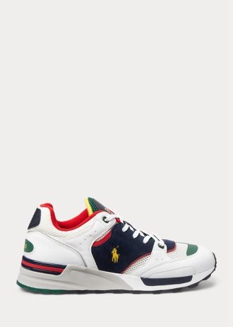 Weiß / Marineblaue Ralph Lauren Trackster 200 Sneakers für Herren