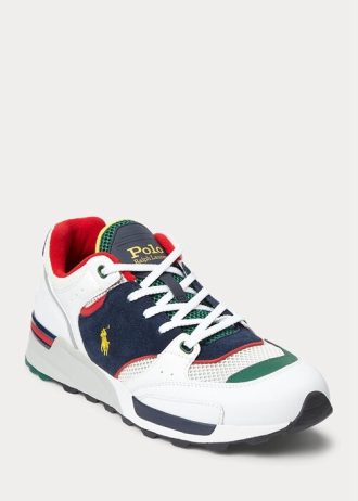 Weiß / Marineblaue Ralph Lauren Trackster 200 Sneakers für Herren