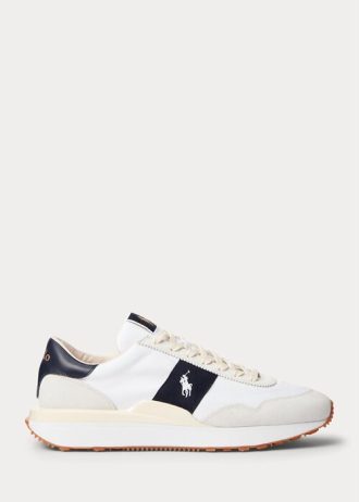Weiß / Marineblaue Ralph Lauren Train 89 Wildleder- und Oxford-Sneaker für Herren