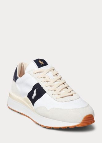 Weiß / Marineblaue Ralph Lauren Train 89 Wildleder- und Oxford-Sneaker für Herren