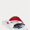 Weiß / Rot Herren Ralph Lauren Color-Blocked Leder Moto Hausschuhe Weiß / Rot Herren Ralph Lauren Color-Blocked Leder Moto Hausschuhe