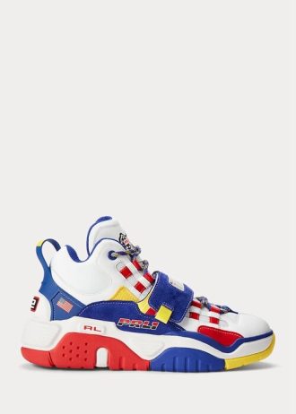 Weiß / Royalblaue Ralph Lauren PS100 High-Top-Sneaker für Herren