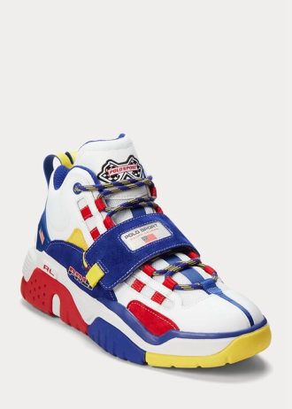 Weiß / Royalblaue Ralph Lauren PS100 High-Top-Sneaker für Herren