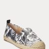 Weiß / Schwarz Damen Ralph Lauren Cameryn III Floral Leder Espadrille