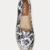 Weiß / Schwarz Damen Ralph Lauren Cameryn III Floral Leder Espadrille