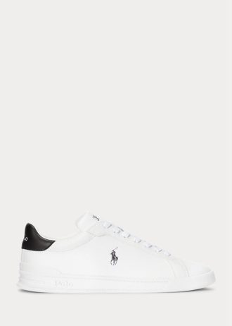 Weiß / Schwarz Herren Ralph Lauren Heritage Court II Leder Sneakers
