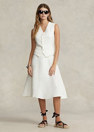Weiße A-Linien-Röcke aus Leinen von Ralph Lauren für Damen