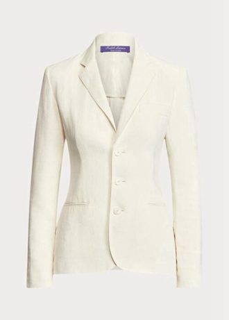 Weiße Blazer aus Leinen-Canvas von Ralph Lauren für Damen