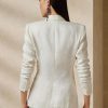 Weiße Blazer aus Leinen-Canvas von Ralph Lauren für Damen Weiße Blazer aus Leinen-Canvas von Ralph Lauren für Damen