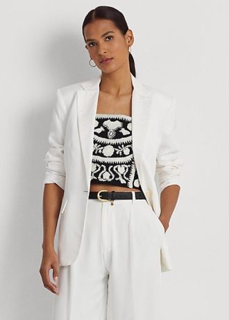 Weiße Blazer aus Leinenmischung von Ralph Lauren für Damen Weiße Blazer aus Leinenmischung von Ralph Lauren für Damen
