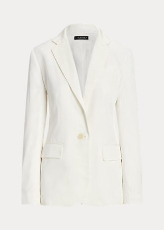 Weiße Blazer aus Leinenmischung von Ralph Lauren für Damen Weiße Blazer aus Leinenmischung von Ralph Lauren für Damen