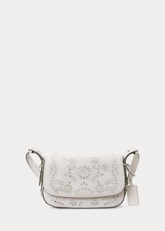 Weiße Damen Ralph Lauren Eyelet Leder Kleine Maddy Schultertaschen