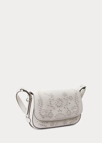 Weiße Damen Ralph Lauren Eyelet Leder Kleine Maddy Schultertaschen