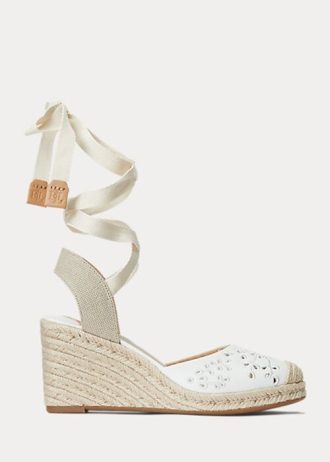 Weiße Espadrilles aus Nappaleder „Paislee Eyelet“ von Ralph Lauren für Damen
