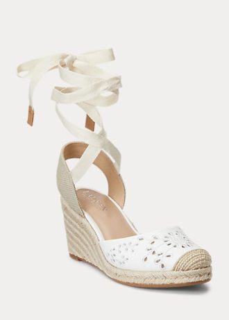 Weiße Espadrilles aus Nappaleder „Paislee Eyelet“ von Ralph Lauren für Damen