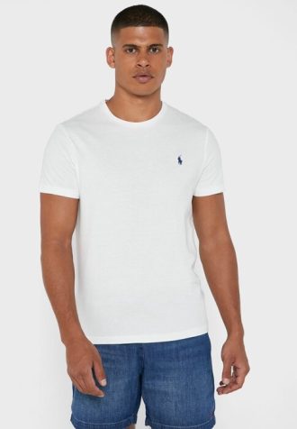 Weiße Herren Ralph Lauren Brust-Logo Rundhals T-Shirts