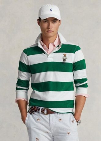 Weiße Herren Ralph Lauren Custom Slim Fit Bear Rugby Poloshirts