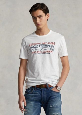 Weiße Herren Ralph Lauren Custom Slim Fit Polo Country T-Shirts