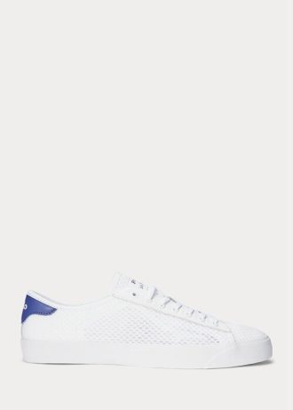 Weiße Herren-Sneakers „Nelson“ von Ralph Lauren aus Mesh mit Lederbesatz