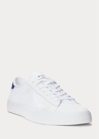 Weiße Herren-Sneakers „Nelson“ von Ralph Lauren aus Mesh mit Lederbesatz