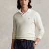 Weiße Herrenpullover aus strukturierter Baumwolle von Ralph Lauren in Slim Fit Weiße Herrenpullover aus strukturierter Baumwolle von Ralph Lauren in Slim Fit