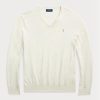 Weiße Herrenpullover aus strukturierter Baumwolle von Ralph Lauren in Slim Fit Weiße Herrenpullover aus strukturierter Baumwolle von Ralph Lauren in Slim Fit