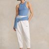 Weiße Karotten-Jogginghose aus Baumwoll-Mischfleece für Damen von Ralph Lauren Weiße Karotten-Jogginghose aus Baumwoll-Mischfleece für Damen von Ralph Lauren