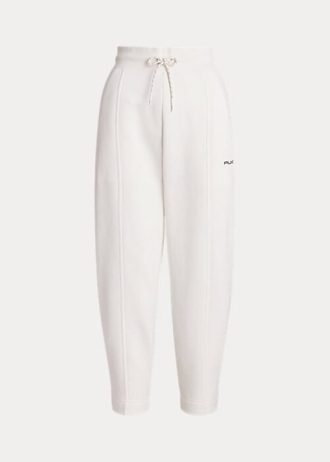 Weiße Karotten-Jogginghose aus Baumwoll-Mischfleece für Damen von Ralph Lauren