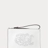Weiße kleine Handtasche aus Leder mit Ösenstickerei für Damen von Ralph Lauren Weiße kleine Handtasche aus Leder mit Ösenstickerei für Damen von Ralph Lauren
