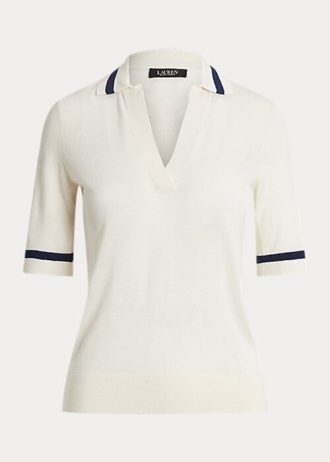 Weiße Kurzarmpullover aus Seidenmischung von Ralph Lauren für Damen