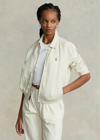 Weiße Leinen-Windjacke von Ralph Lauren für Damen