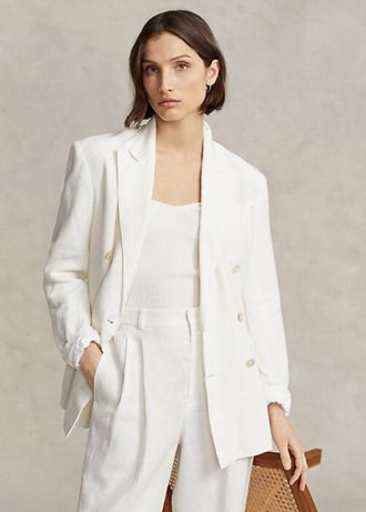 Weiße Leinenblazer von Ralph Lauren für Damen