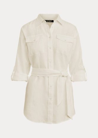 Weiße Leinenhemden mit Gürtel für Damen von Ralph Lauren