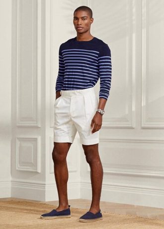Weiße, maßgeschneiderte Stretch-Chino-Shorts für Herren von Ralph Lauren