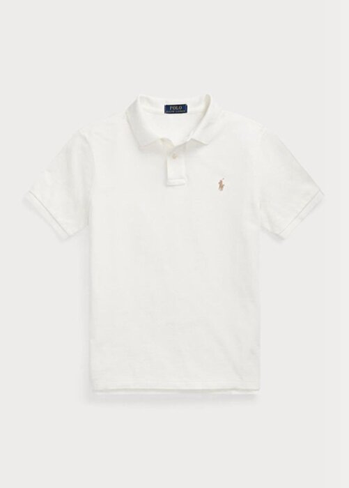 Weiße Poloshirts aus Mesh im Custom-Slim-Fit von Ralph Lauren für Herren Weiße Poloshirts aus Mesh im Custom-Slim-Fit von Ralph Lauren für Herren
