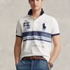 Weiße Poloshirts aus Mesh mit Big Pony-Print für Herren von Ralph Lauren Weiße Poloshirts aus Mesh mit Big Pony-Print für Herren von Ralph Lauren