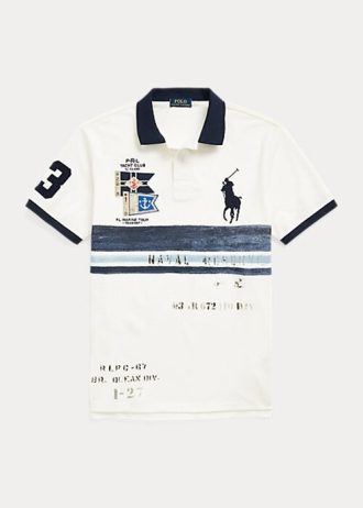 Weiße Poloshirts aus Mesh mit Big Pony-Print für Herren von Ralph Lauren Weiße Poloshirts aus Mesh mit Big Pony-Print für Herren von Ralph Lauren