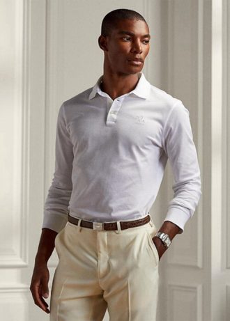 Weiße Poloshirts aus Piqué im Slim Fit von Ralph Lauren für Herren
